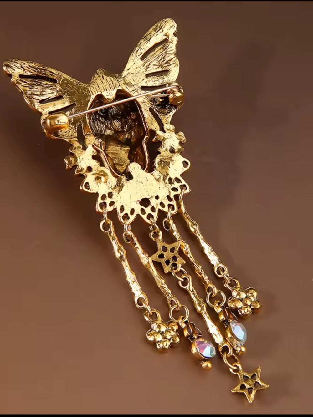 Gothic Skull Butterfly Halloween Brooch - Picture 3 of 5
